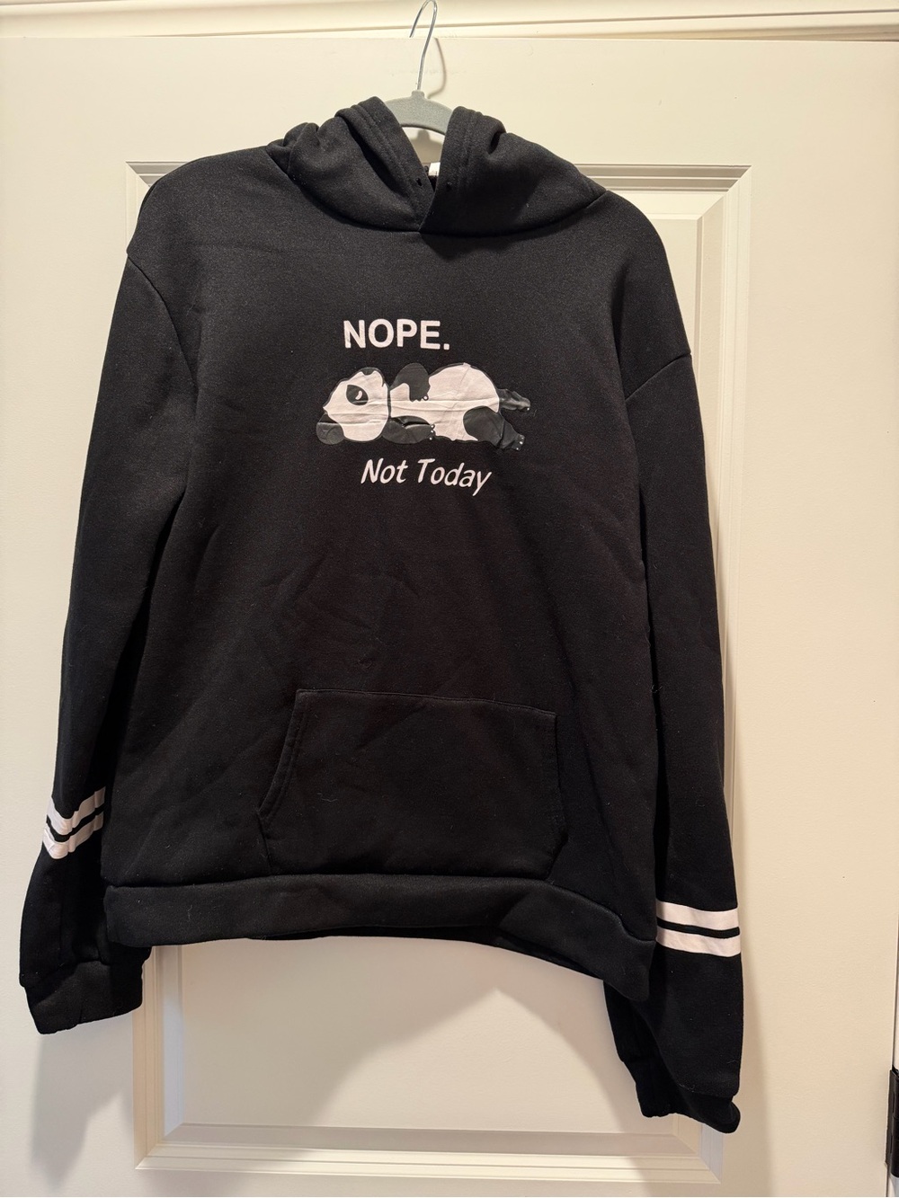 Black "Nope. Not Today" Panda Hoodie - Women’s Pullover Sweater
